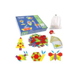 Juego Cognitivo Tangram Madera + Tarjetas Para Formar Figuras 130 Pcs