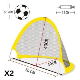 Mini Set Arcos de Futbol Infantil X2 Plegables con Mini Pelota Inflador y bolso de transporte