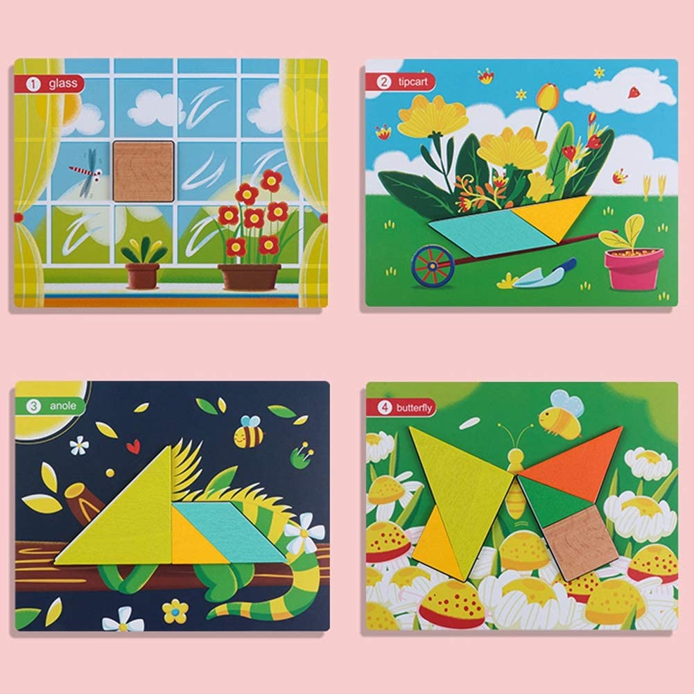 Juego Didáctico Cognitivo Tangram Madera Figuras Geométricas - Imagen 4