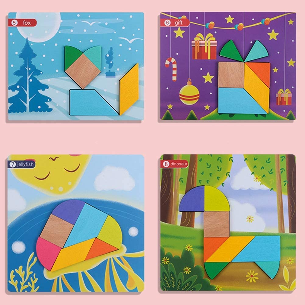 Juego Didáctico Cognitivo Tangram Madera Figuras Geométricas - Imagen 3