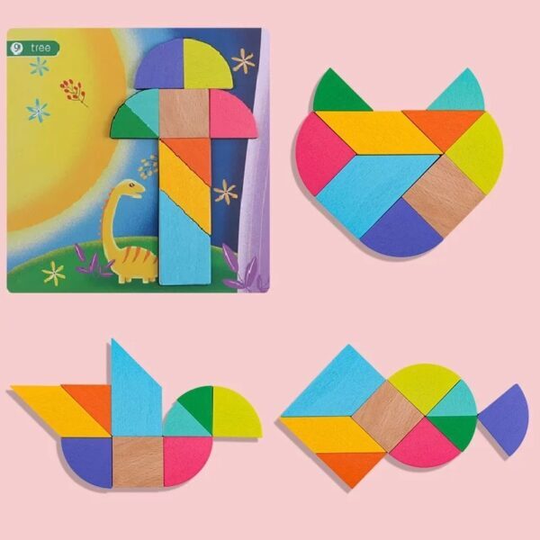 Juego Didáctico Cognitivo Tangram Madera Figuras Geométricas - Imagen 5