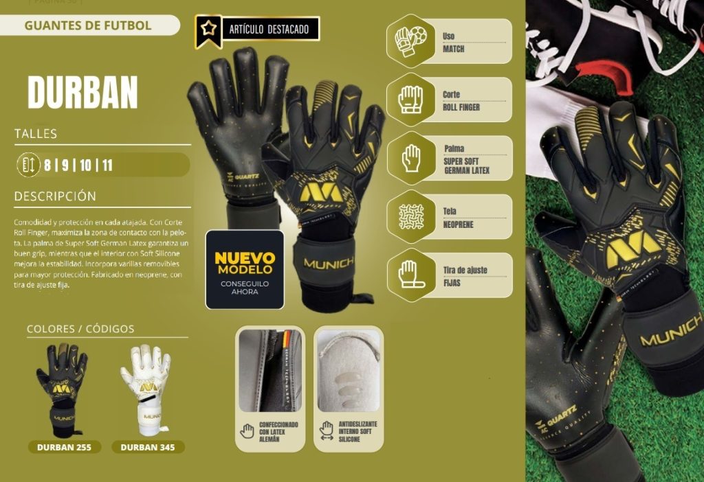 Guantes Arquero Munich Durban Latex Alemán Neoprén Roll Finger - Imagen 5